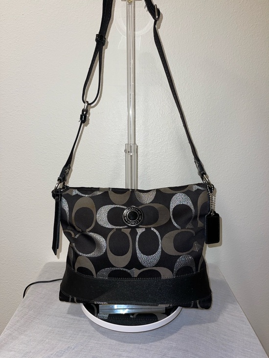 Coach Handbags - Coach Black and Gray Signature Crossbody Bag SOLD